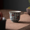 Blue and White Porcelain Teacup with Calligraphy and Landscape