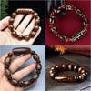 Natural Agate Dzi Bead Bracelet with Wealth Symbol