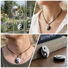 Yin Yang Necklace Black Obsidian White Turquoise Tai Chi Pendant