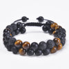 Natural Tiger Eye Black Magnetite Double Row Beads Bracelet