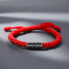 Engraved Silver Bead Woven Cord Bracelet