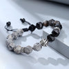 925 Sterling Silver Obsidian Bracelet with Leaf Charm