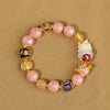 Pink Glass Bead Bracelet with Nine-Tailed Fox Charm