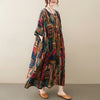 Colorful Graphics Midi Dress Half Sleeve Tunic Dress With Pockets