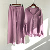 Women's Cotton Linen Meditation Set Long Sleeve Shirt Pants