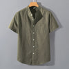 Men's Short Sleeve Button Down Cotton Linen Shirt