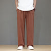 Men's Straight Leg Pants With Pockets Linen Cotton Blend