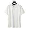 Men's Linen Blend Short Sleeve Shirt Loose Notched Neck Top