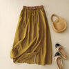 Embroidered Cotton Blend A-Line Skirt with Pockets