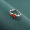 Sterling Silver Red Agate Gourd Ring Adjustable Open Band