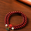 Cinnabar Lotus Charm Double Wrap Bracelet