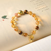 Natural Citrine Wealth Bracelet with Gold-Tone Charms