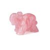 Pink Rose Quartz carved elephant figurine on white background