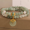 Double Wrap Green Jade and Clear Quartz Bracelet with Peace Buckle