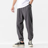 Solid Color Drawstring Cotton Men's Pants With Pockets
