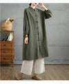 Women's Coat Cotton Linen Frog-button Trench Jacket