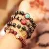 Handmade Incense Ash Glass Bead Bracelet with Charms