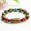 Nine-Eye Dzi Bead Black Agate Bracelet