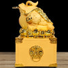Resin Money Frog Statue and Coin Bank, Gold-Tone Feng Shui Decor