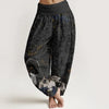 Women's Cotton Harem Pants with Elastic Waist and Floral Print