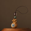 Wooden Money Bag Keychain with Rotatable Mantra Bead