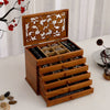 Wooden Jewelry Box with Carved Plum Blossom Lid