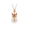 Fox and Peace Buckle Necklace with Faux Jade Pendant