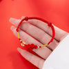 Red Ruyi Knot Braided Bracelet with Copper Coin Charm