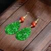 Carved Jade Drop Earrings with 925 Sterling Silver Hooks