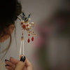 Butterfly Hairpin with Red Beads and Tassels