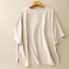 Women's Linen Blend Short Sleeve T-shirt, Loose Fit Round Neck Top