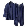 Men's Meditation Cloth Set: Linen Kimono Pants With Pockets