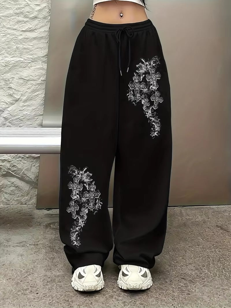 Dragon and Moon Wide Leg Pants for Women
