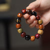 Multi-Wood Bead Bracelet with Six Syllable Mantra