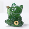Lucky Cat Crystal Figurine, Resin Decor