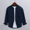 Men's Linen Cotton Long Sleeve Stand Collar Casual Shirt