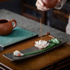 Floral Ceramic Incense Burner, Handmade Lotus Peony Rose