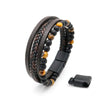 Lava Rock Tiger Eye Bead Leather Bracelet