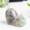 Resin Cat Figurine with Crystal Gravel, Desk Decor