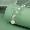 Silver Necklace with Pearls and Round Stone Pendant