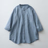 Solid Color Button Three Quarter Sleeve Shirt