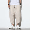 Men's Cotton Linen Harem Pants Summer Casual Drawstring Trousers