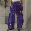 Women's Wide Leg Harem Pants, Sun Moon Star Print