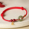 Jade Peace Buckle Bracelet with Cinnabar and Sterling Silver