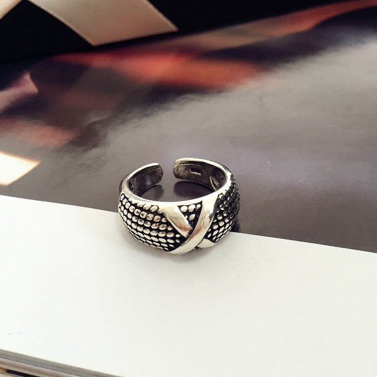 Engraved Open Cuff Bangle and Ring Set