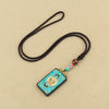 Tibetan Thangka Pendant Necklace, Ebony Wood Rope