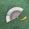 Bamboo Folding Fan with Yellow Paper and Tassel