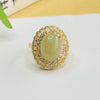 Qingshui Hetian Jade Ring with Geometric Pave Setting