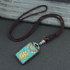 Ebony Wood Pendant Necklace with Buddhist Symbols
