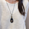 Geometric Wood Pendant Necklace, Handmade Resin Charm